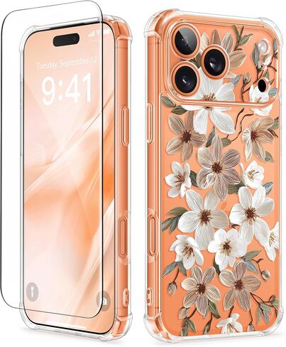 GVIEWIN for iPhone 17 Case Floral, Slim Clear Non-Yellowing | Shockproof Protective, Screen Protector+Camera Lens Protector, Women Phone Case for iPhone 17 6.3", Floratopia/Colorful in Saudi Arabia