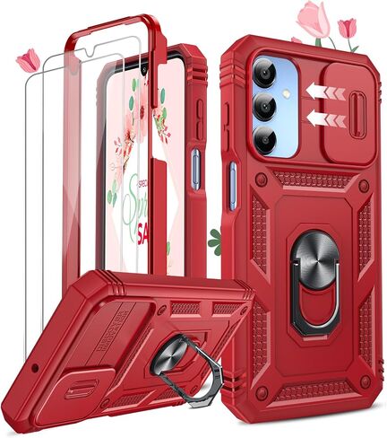 LeYi for Samsung Galaxy A17/A16-5G Phone Case Military-Grade Magnetic Stand | Samsung A17 Case with Screen Protector, Slide Camera Cover Heavy Duty Outdoor Protection Funda para Galaxy A175G, Black in Kuwait