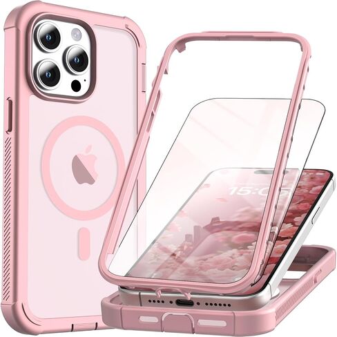 Magnetic for iPhone 13/14 Case with Screen Protector-Black | Compatible with MagSafe,Military Grade Drop Proof,Heavy Duty Protection,2-Layer Durable Shockproof Bumper Phone Case 6.1" in Saudi Arabia