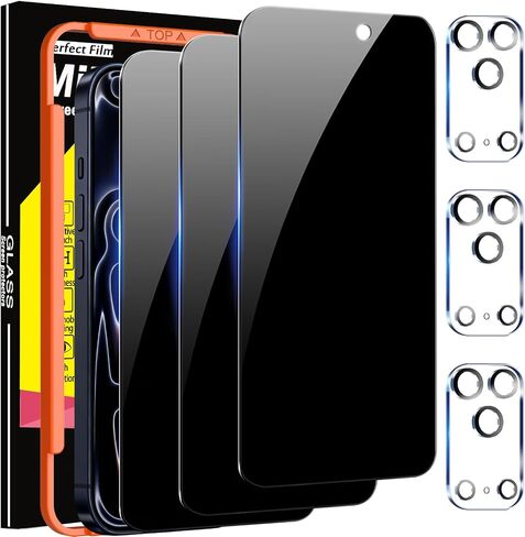 Milomdoi Privacy Screen Protector for iPhone 17 Pro Max, Tempered Glass | 3+3 Pack, 9H+ Hardness, Camera Lens Protector, Military Grade Shatterproof, Easy Installation, No Bubbles, Case Friendly in Saudi Arabia