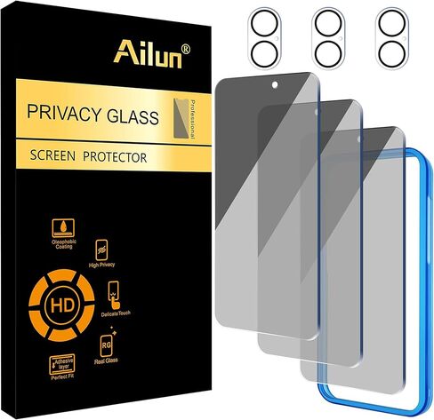 واقي شاشة للخصوصية من Ailun + واقي عدسة الكاميرا لهاتف iPhone 17 Pro Max | 3+3 عبوات، 6.9 بوصة، إطار التثبيت، متوافق مع Dynamic Island، زجاج مقوى مضاد للتجسس in Kuwait
