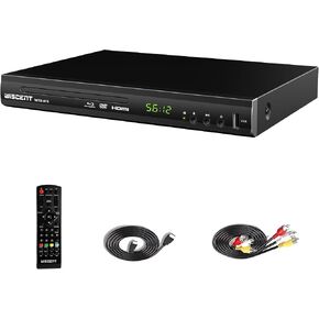 Blu Ray DVD Player, WISCENT Full HD 1080p Home Theater Disc System, Region A/1 Blu-Rays,HD Blu-Ray DVD Player for TV with Coaxial Audio/HDMI/AV/Output, USB Input, Built-in PAL NTSC in Saudi Arabia