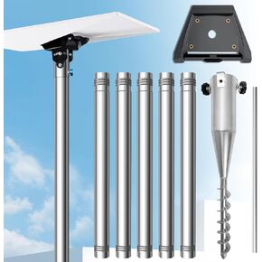 Starlink Standard 4/4X Pole Mount, 10Ft Starlink Gen 3/4 Ground Pole Mount | 1.5'' Stainless Steel Pole, No-Dig Spiral Ground Anchor, Starlink Mounting Kit Pipe Adapter Accessories, Portable Adjustable in Saudi Arabia