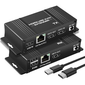 164ft/50m HDMI KVM USB Extender Over Cat 5e/6/7 | 1080P HDMI Ethernet Extender TX RX with Loop Out, USB Keyboard Mouse Control, Single POC Power Supply in Saudi Arabia
