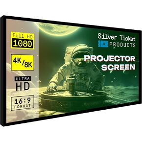 Silver Ticket Products STR Series 6 Piece White 1.1 Gain 120" Diagonal 16:9 Format Projection Screen, Aluminum Frame, Wall Mounted, 109.25x63.625 inches STR-169120 in Saudi Arabia