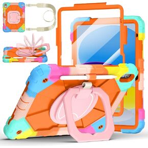 Case for iPad (A16) 11th/10th Generation 11/10.9 Inch 2025/2022, Ubearkk for iPad a16 case with Screen Protector, 360 Degree Rotating Stand Shoulder Strap Pencil Holder, Purple Pink in Kuwait