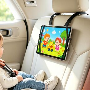 ELETIUO Silicone Car Tablet Holder,13.4" Adjustable Headrest Strap Mount Fits All 7.5-12.9" Tablets,Anti-Slip&Non-Glare Design,Back Seat Car Headrest Mount for iPad/Kindle, Washable Portable in Saudi Arabia