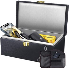 Samfolk Faraday Box with Faraday Bags for Car Keys, Car Key Signal Blocking Box, Keyless Entry Car Key Safe Protector Anti-Theft Shielding Cage (Small) in Kuwait