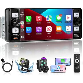 Single Din Radio Car Stereo with Wireless Apple Carplay & Android Auto, 6.9" UHD Touchscreen Car Stereo with Bluetooth, 1080P Backup Camera Mirror Link Navigation USB Type-C Fast Charging FM/AM EQ SWC in Saudi Arabia