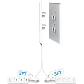 Sleek Socket Original & Patented Flat Ultra-Thin Outlet Concealer with Extension Cord Kit, Multi Outlets Power Strip, Ideal for Home Improvement, Hide Bulky and Messy Cords, 3ft in Saudi Arabia