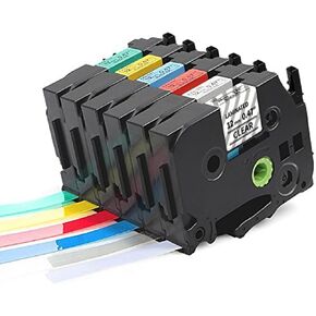 Colorty Replacement for Brother P-Touch Label Maker Tape TZe 12mm | 0.47" Laminated Label Tape TZ Colored Refills Compatible with Brother Ptouch PTD210 D220 H110 1000 1280 D400 Cube, 6 Pack in Saudi Arabia