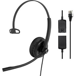 Yealink Phone Headsets for Office Phones YHS34 QD to RJ9 Wired Headset | Leather ear pads,Compatible with Poly Snom Grandstream Phones Desk Landline Headset with Microphone -Mono/72g/2.1m Cable in Saudi Arabia