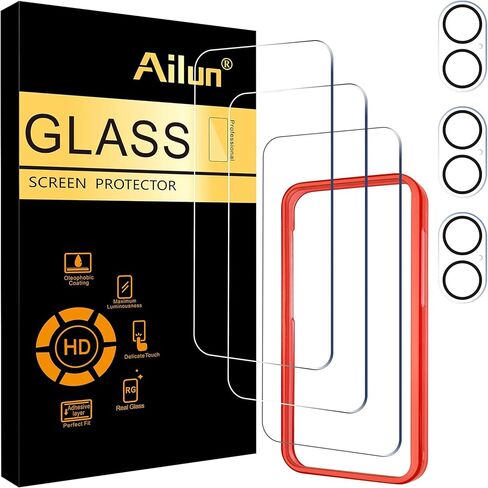 Ailun Screen Protector + Camera Lens Protector for iPhone 16, 3+3 Pack | 6.1 inch, Installation Frame, Case Friendly, Tempered Glass Film, Not for iPhone 16e/16 Pro/Plus/Pro Max in Saudi Arabia