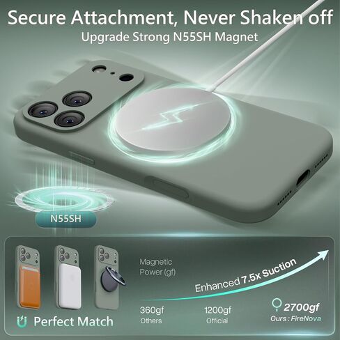 FireNova Magnetic for iPhone 17 Pro Case, 6.3", Calke Green | Compatible with MagSafe, Integrated Silicone Camera Control Button, Camera Protection, Anti-Scratch Soft Microfiber Lining in Saudi Arabia