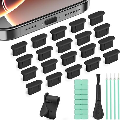 20 Pcs Silicone USB C Dust Plugs Cover with Cleaning Brush, Sticks & Mud, Type C Charging Port Cleaning Set Helps Block Dust and Debris, for iPhone 17/16/15,Samsung,Kindle,OnePlus,USB C-Port Devices in Saudi Arabia