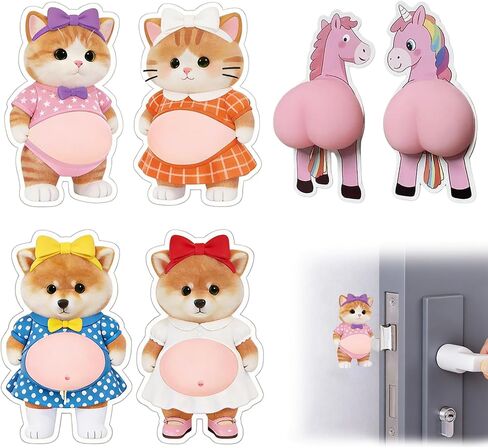 3D Shiba Inu Dog Belly Stickers, 3 Pairs Dimensional Belly Anti-Collision Sticker, Cat Belly Stickers, Super Soft Silicone Anti-Collision Sticker for Phones, Notebook, Walls and Doors (Pink-2) in Saudi Arabia