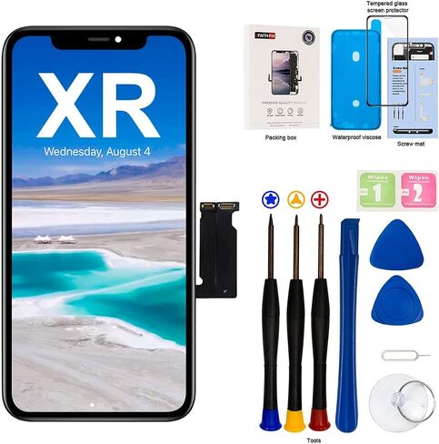 for iPhone XR Screen Replacement 6.1 inch LCD | 3D Touch FHD display digitizer for A1984,A2105,A2106,A2108, Frame Assembly, waterproof adhesive, repair tool, tempered glass in Saudi Arabia