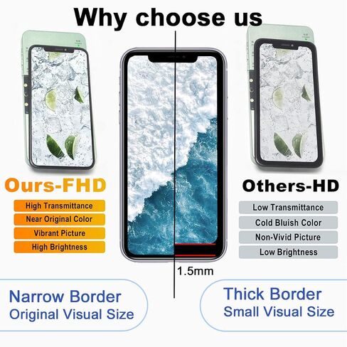 for iPhone XR Screen Replacement 6.1 inch LCD | 3D Touch FHD display digitizer for A1984,A2105,A2106,A2108, Frame Assembly, waterproof adhesive, repair tool, tempered glass in Saudi Arabia
