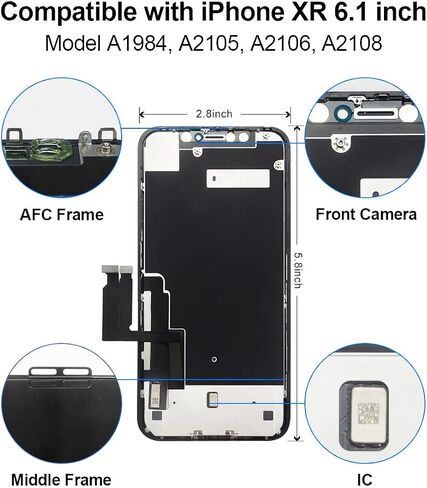 for iPhone XR Screen Replacement 6.1 inch LCD | 3D Touch FHD display digitizer for A1984,A2105,A2106,A2108, Frame Assembly, waterproof adhesive, repair tool, tempered glass in Saudi Arabia