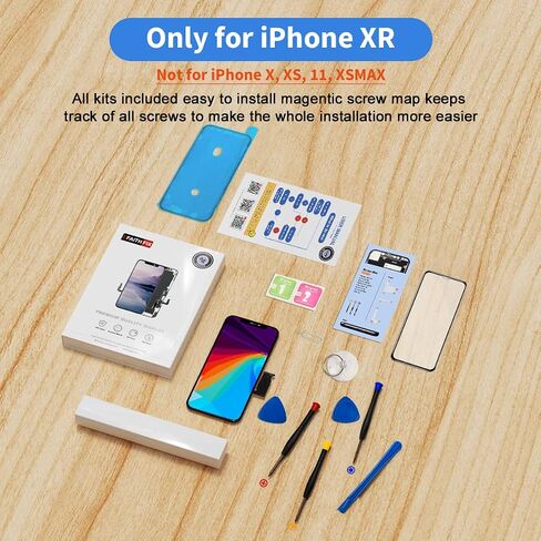 for iPhone XR Screen Replacement 6.1 inch LCD | 3D Touch FHD display digitizer for A1984,A2105,A2106,A2108, Frame Assembly, waterproof adhesive, repair tool, tempered glass in Saudi Arabia