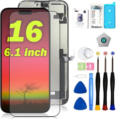 for iPhone XR Screen Replacement 6.1 inch LCD | 3D Touch FHD display digitizer for A1984,A2105,A2106,A2108, Frame Assembly, waterproof adhesive, repair tool, tempered glass in Saudi Arabia