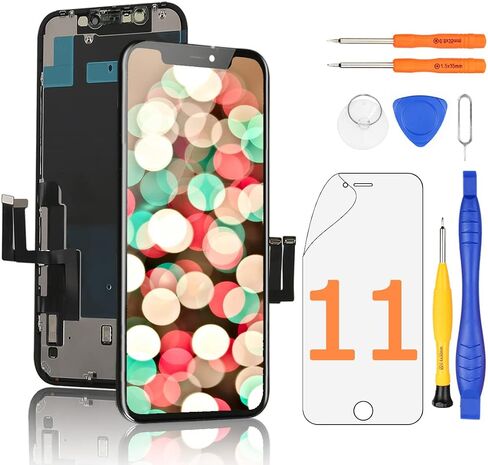 Yodoit for iPhone 11 Screen Replacement Kit Full HD COF LCD Display 3D Touch Digitizer Frame Full Assembly with Repair Tool for Model A2111, A2223, A2221 Black 6.1inch in Saudi Arabia