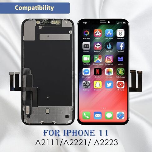 Yodoit for iPhone 11 Screen Replacement Kit Full HD COF LCD Display 3D Touch Digitizer Frame Full Assembly with Repair Tool for Model A2111, A2223, A2221 Black 6.1inch in Saudi Arabia