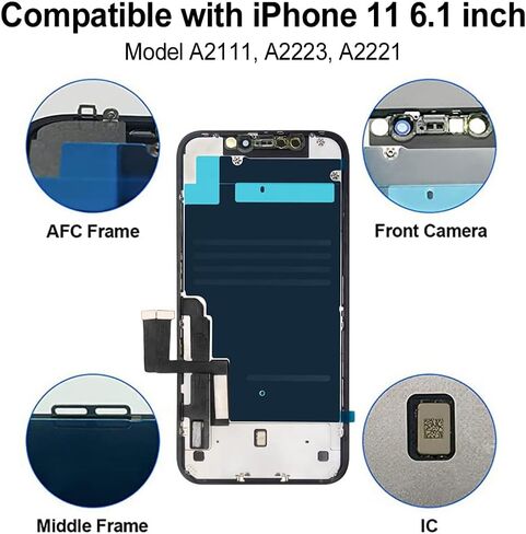 for iPhone 11 Screen Replacement LCD | 6.1 inch FHD LCD assembly, 3D Touch display for A2111,A2223,A2221, repair tools kit, waterproof adhesive, tempered glass in Saudi Arabia