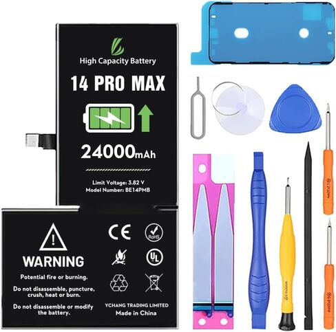 LL TRADER Battery Replacement for iPhone 14 Pro Max with Repair Kit | 24000 mAh High Capacity Replacement Battery for model A2651、A2893、A2896、A2895、A2894 in Saudi Arabia