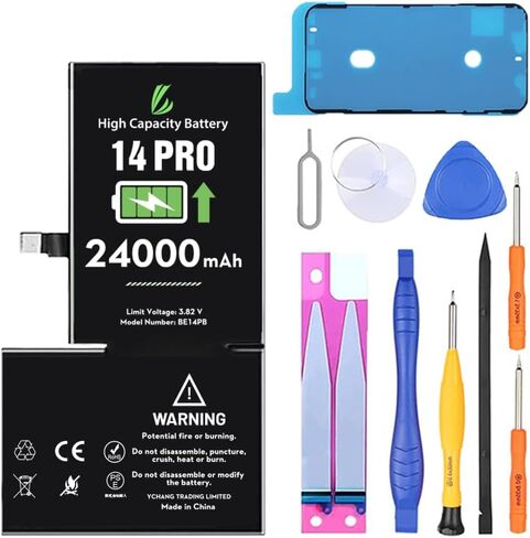 LL TRADER Battery Replacement for iPhone 14 Pro Max with Repair Kit | 24000 mAh High Capacity Replacement Battery for model A2651、A2893、A2896、A2895、A2894 in Saudi Arabia