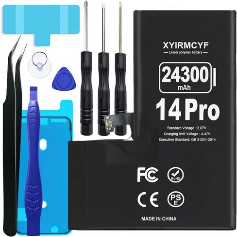 XYIRMCYF 24300mAh Super Capacity Battery Compatible with iPhone 14 Pro, 0 Cycle Li-Polymer Replacement Battery for iPhone 14 Pro, with Professional Repair Tool Kit in Saudi Arabia