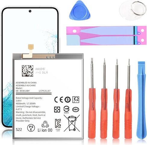 [4600mAh] Galaxy S22 Battery, EB-BS901ABY Battery with Repair Kit in Kuwait