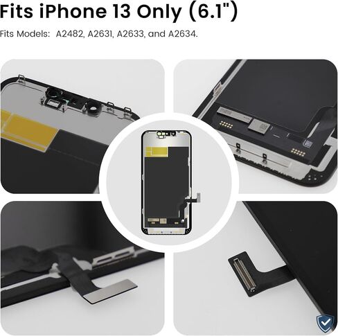 مجموعة استبدال شاشة AuraLens لهاتف iPhone 13، مجموعة شاشة LCD تعمل باللمس | A2482 A2631 A2633 A2634 A2635، FHD INCELL Digitizer 6.1 بوصة، COF، تم اختباره مسبقًا، أدوات إصلاح، لاصق مقاوم للماء، أسود in Saudi Arabia