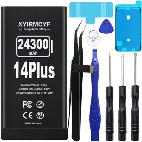 XYIRMCYF 24300mAh Super Capacity Battery Compatible with iPhone 14 Pro, 0 Cycle Li-Polymer Replacement Battery for iPhone 14 Pro, with Professional Repair Tool Kit in Saudi Arabia
