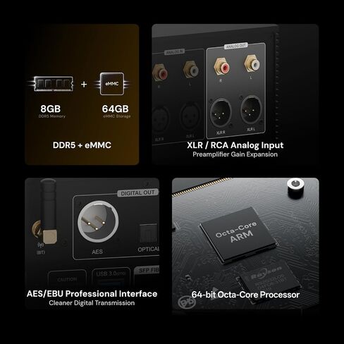 DMP-A8 Master Edition Gen 2 HiFi Music Streamer|DAC|Analog preamp|CD Player|8GB DDR5+64GB eMMC|AK4499EXEQ+AK4191EQ DAC|WiFi 6&SFP Fiber Network|Spotify Connect Lossless|Custom CD-Player|SNR&DNR 129dB in Saudi Arabia