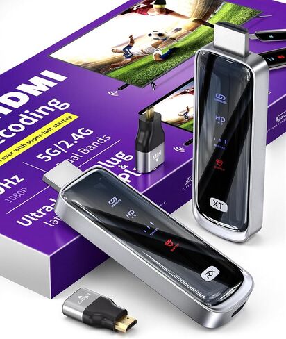 Wireless hdmi Transmitter and Receiver 328FT/100M，4K Decode Plug & Play Portable 5G+2.4G Wireless Display Adapter Extender Kit for Video and Audio to Monitor from PC/Projector in Saudi Arabia