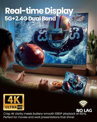 Wireless HDMI Transmitter and Receiver 328FT/100M,4K Decode Plug & Play Portable 5G+2.4G Wireless HDMI Remote Control Extenders for Video/PC/Projector/TV Box in Saudi Arabia