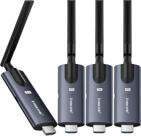 Lemorele Wireless HDMI Transmitter and Receiver, Deep Gray Aluminum Alloy | 5GHz up to 656ft, 1080P 60Hz, Plug and Play, TuTuPlay App Monitor, for Security, Streaming, Home Theater, PC & TV, 1TX+2RX in Saudi Arabia