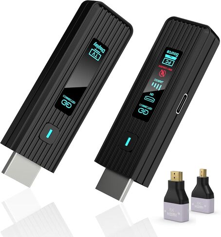 جهاز إرسال واستقبال HDMI لاسلكي جديد 2026، موسع 360FT/110M، فك تشفير 4K، إخراج 1080P@60 هرتز، شاشة LED، 5.8+2.4G بث الفيديو/الصوت من الكمبيوتر/الكمبيوتر المحمول/صندوق التلفزيون إلى الشاشة in Kuwait