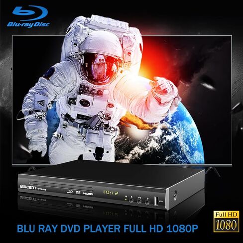 Blu Ray DVD Player, WISCENT Full HD 1080p Home Theater Disc System, Region A/1 Blu-Rays,HD Blu-Ray DVD Player for TV with Coaxial Audio/HDMI/AV/Output, USB Input, Built-in PAL NTSC in Saudi Arabia