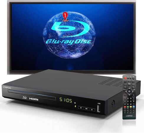 Blu Ray Player for TV,Full HD DVD Player HDMI with Dolby Digital TrueHD/DTS | Region A Blu-ray,Region Free DVD Disc,DVD Upscaling,1080P Home Theater DVD CD Player, Support HDD and USB Playback in Saudi Arabia