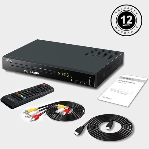 Blu Ray Player for TV,Full HD DVD Player HDMI with Dolby Digital TrueHD/DTS | Region A Blu-ray,Region Free DVD Disc,DVD Upscaling,1080P Home Theater DVD CD Player, Support HDD and USB Playback in Saudi Arabia