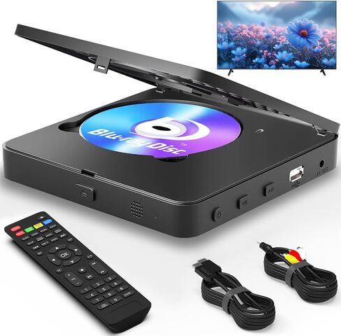 Blu Ray DVD Player 1080P Full HD for TV with HDMI AV Output | Dolby DTS Audio, 128GB USB Playback, Region A Blu-ray & Region 1 DVD Player Home Theater Support in Saudi Arabia