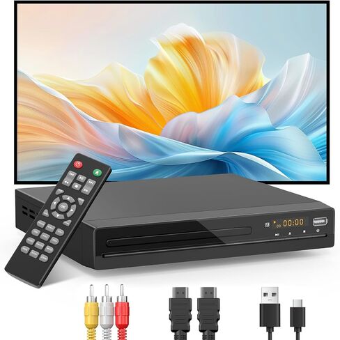 DVD Players for TV with HDMI 1080P Upscaling | Plays All Regions & Multi Formats, HDMI & RCA Cables Included, Breakpoint Memory, USB Port, CD Player for Home in Saudi Arabia