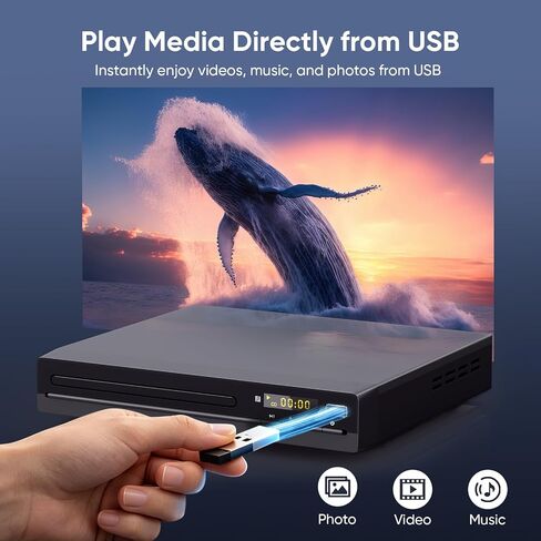 DVD Players for TV with HDMI 1080P Upscaling | Plays All Regions & Multi Formats, HDMI & RCA Cables Included, Breakpoint Memory, USB Port, CD Player for Home in Saudi Arabia