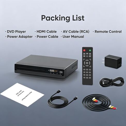 DVD Players for TV with HDMI 1080P Upscaling | Plays All Regions & Multi Formats, HDMI & RCA Cables Included, Breakpoint Memory, USB Port, CD Player for Home in Saudi Arabia