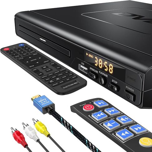 ELECTCOM PRO Region-Free DVD Player for TV with HDMI | Plays Regions 0-6 & Multi Formats,RCA Compact DVD/CD Player for Smart TV,Designed for Collectors & Vintage Movie Collections in Saudi Arabia