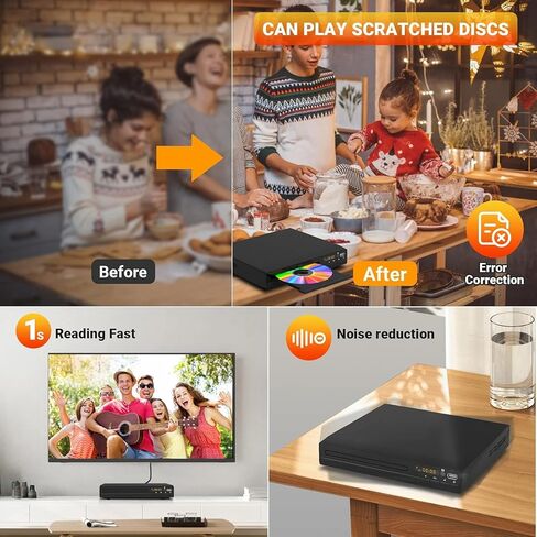 DVD Player, HDMI Region Free DVD Players for Smart TV, 1080P Upscaling, USB Input, HDMI/RCA Output Cable Included, Breakpoint Memory, Built-in PAL/NTSC, CD Players for Home in Saudi Arabia