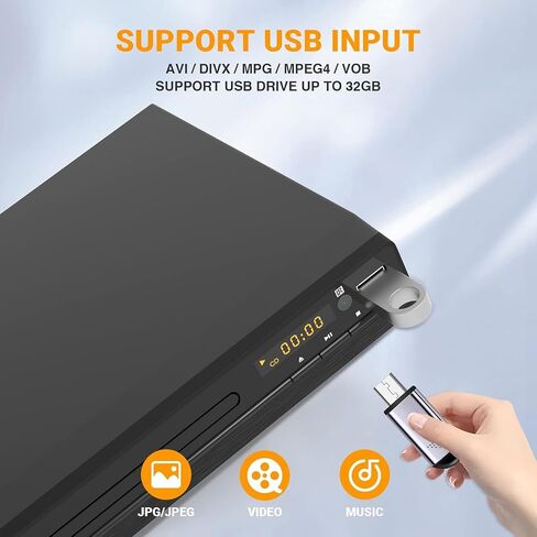 DVD Player, HDMI Region Free DVD Players for Smart TV, 1080P Upscaling, USB Input, HDMI/RCA Output Cable Included, Breakpoint Memory, Built-in PAL/NTSC, CD Players for Home in Saudi Arabia