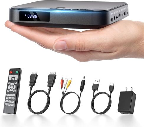 DESOBRY Mini DVD Player for TV with HDMI, Region Free, 1080P Upscaling | Small Compact DVD/ CD Player for Home with AV Output, USB/TF Card Input, Resume, Remote Control, Supports PAL/NTSC in Saudi Arabia